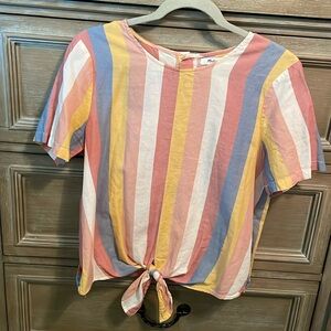 Madewell Top with tie front and button detail